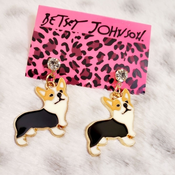 New gold plated crystal corgi earrings - Picture 8 of 9